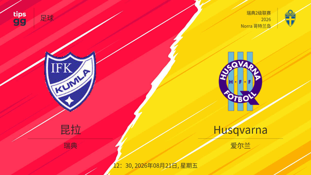 昆拉对阵Husqvarna，2026年08月21日，比赛预测，足球 | Tips.GG