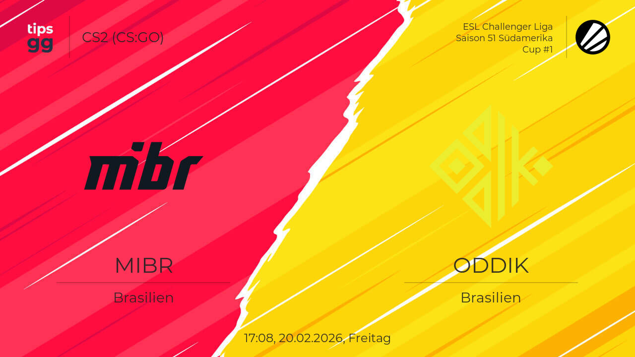 MIBR gegen ODDIK am 20.02.2026 bei der ESL Challenger Liga Saison 51 ...