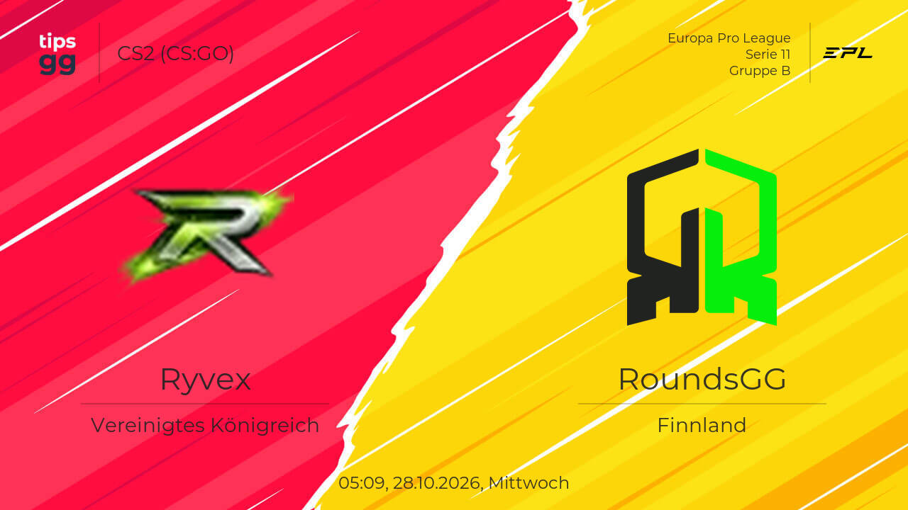 Ryvex gegen RoundsGG am 28.10.2026 – Top-Wettquoten | CS2 (CS:GO) | Tips.GG