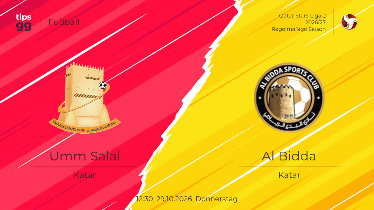 Umm Salal – Al Bidda Quoten am 29.10.2026 | Fußball | Tips.GG