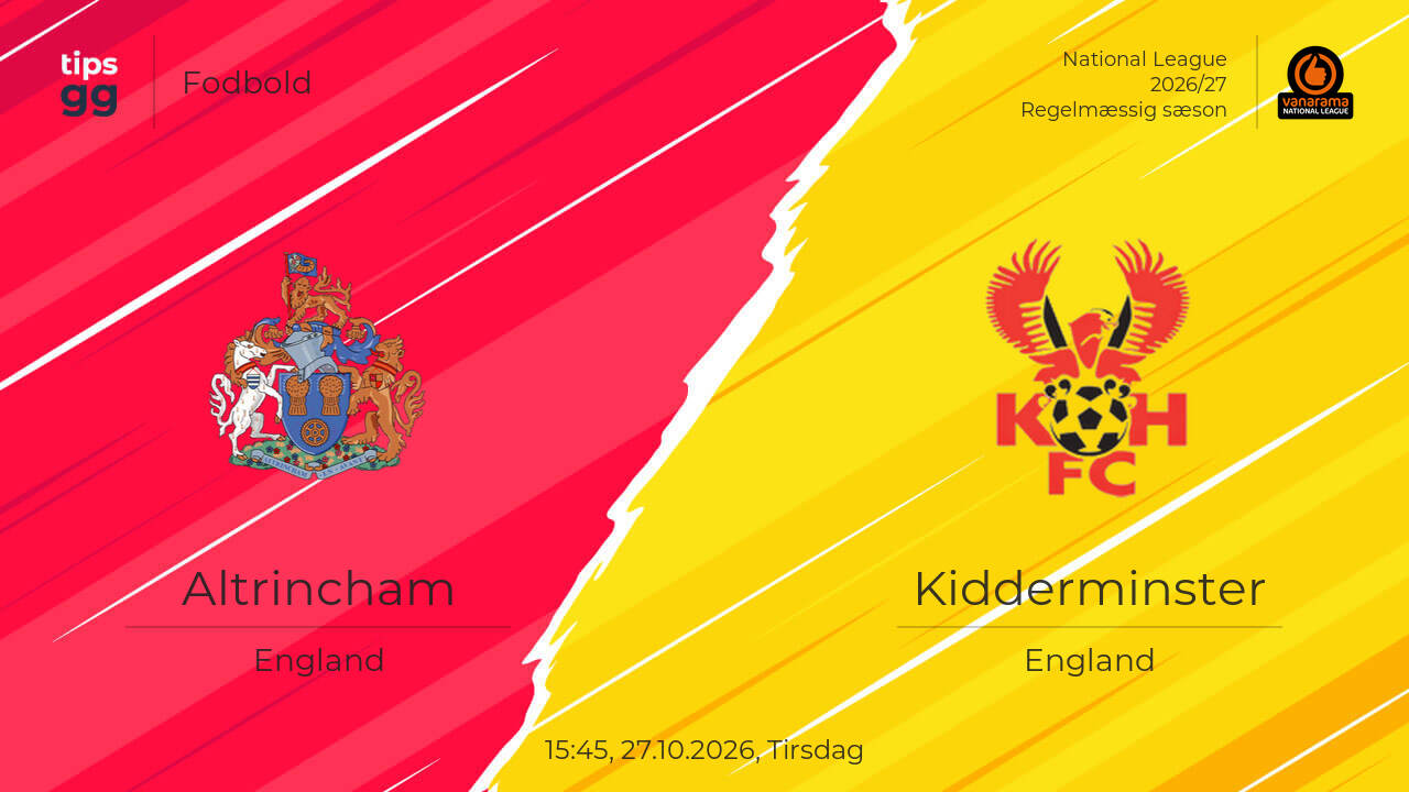 Altrincham – Kidderminster 27.10.2026 – Kampforudsigelser | Fodbold ...