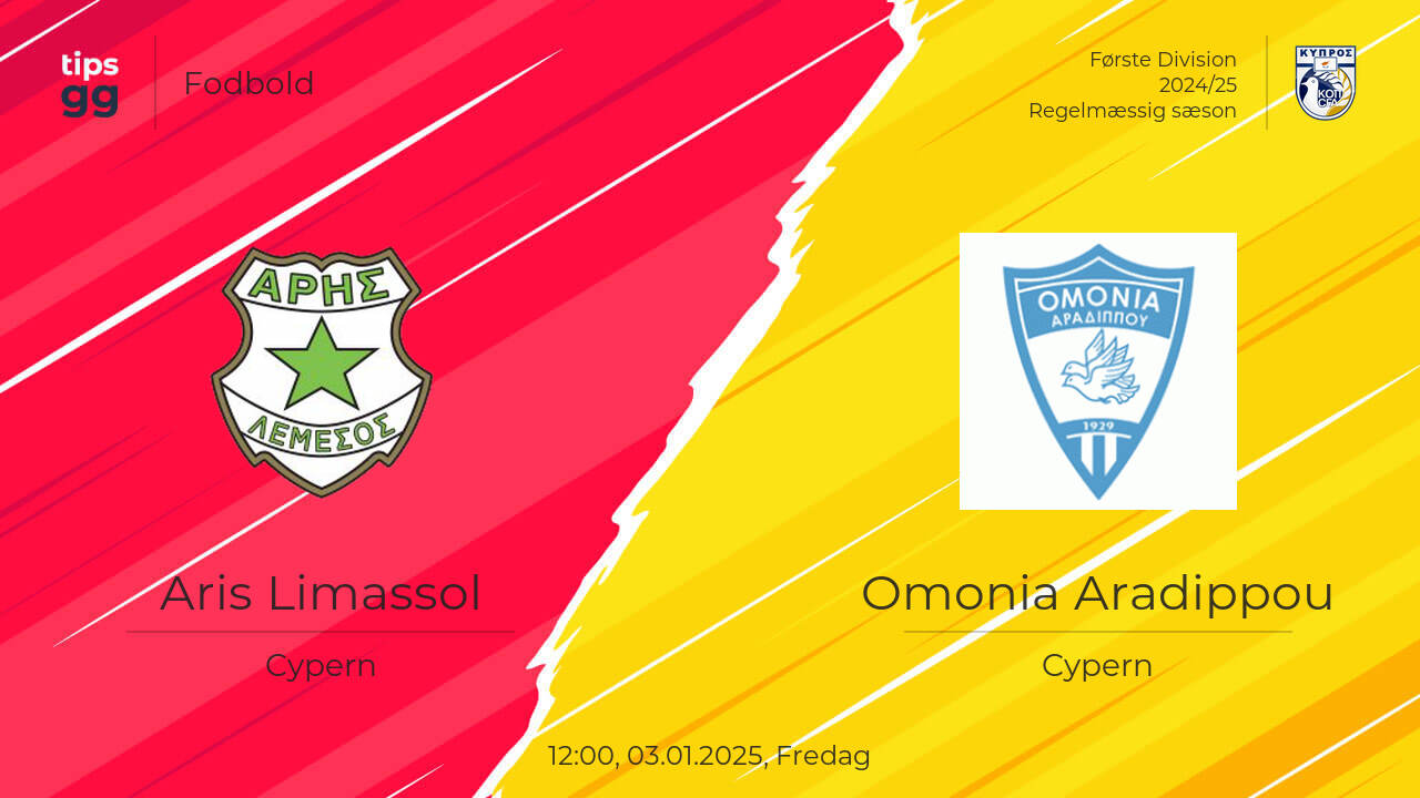 Aris Limassol vs Omonia Aradippou 03.01.2025 – Live Odds og ...