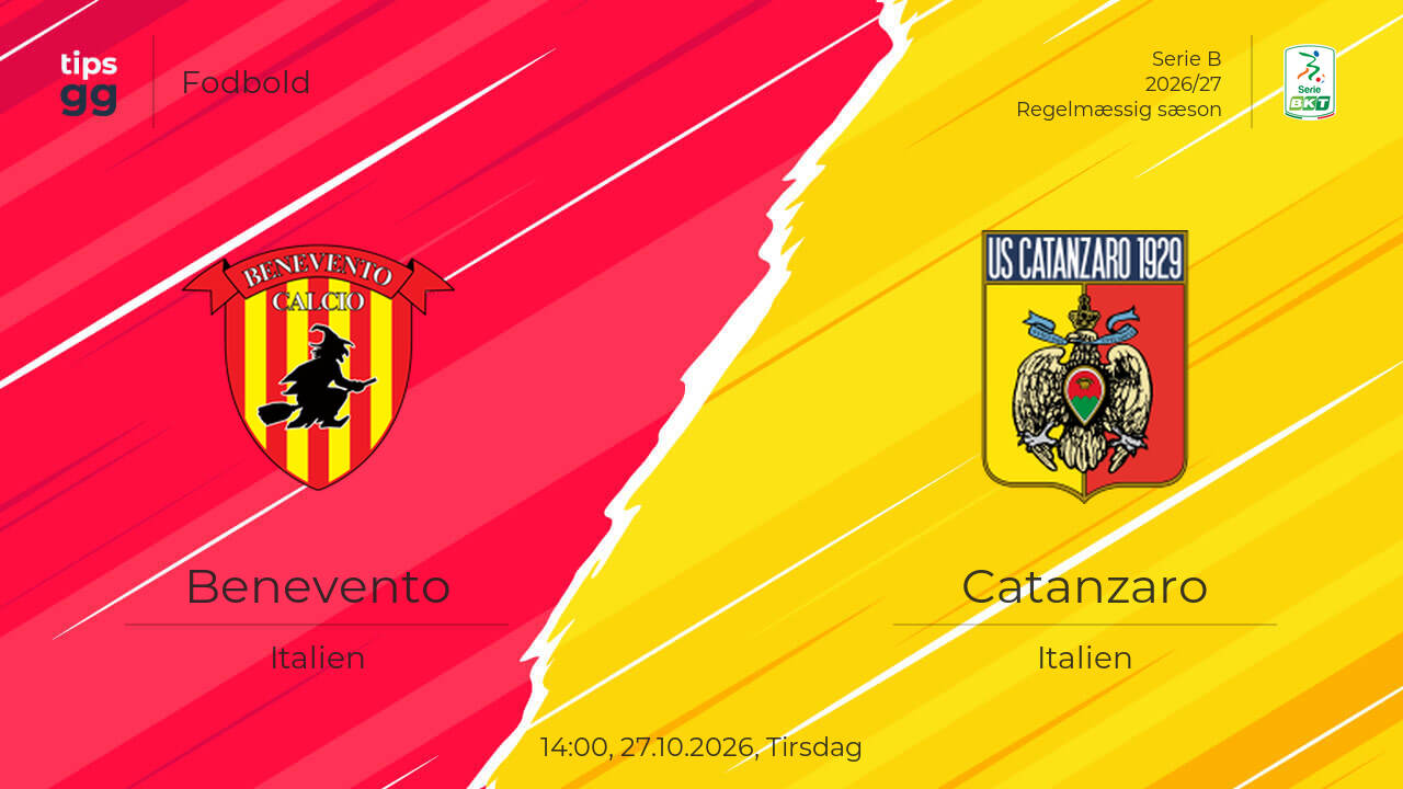 Benevento – Catanzaro 27.10.2026 – Kampforudsigelser | Fodbold | Tips.GG