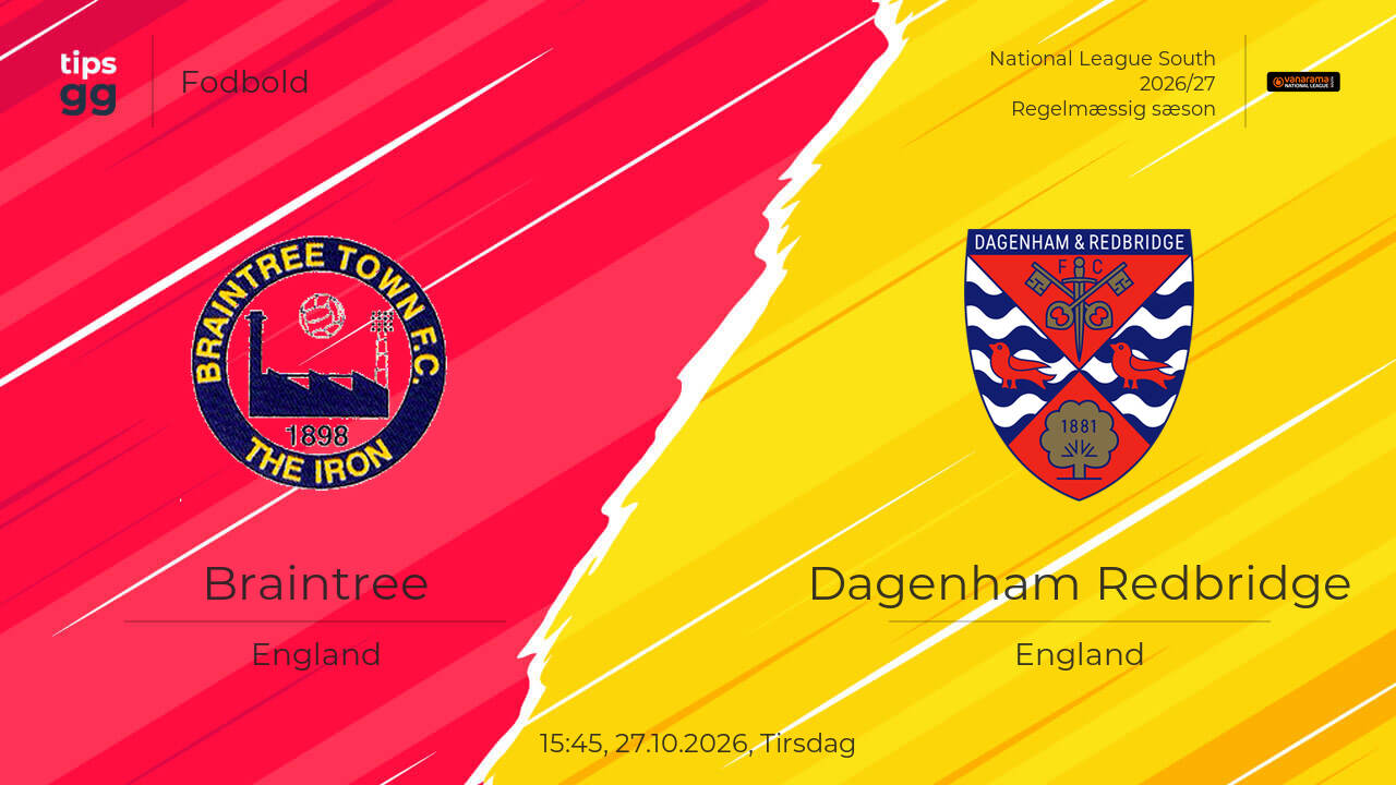 Braintree – Dagenham Redbridge 27.10.2026 – Kampforudsigelser | Fodbold ...