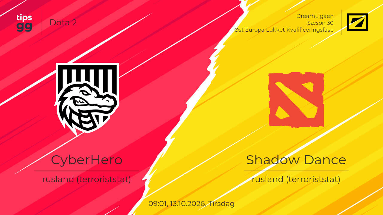 CyberHero vs Shadow Dance 13.10.2026 – Kampforudsigelser | Dota 2 | Tips.GG