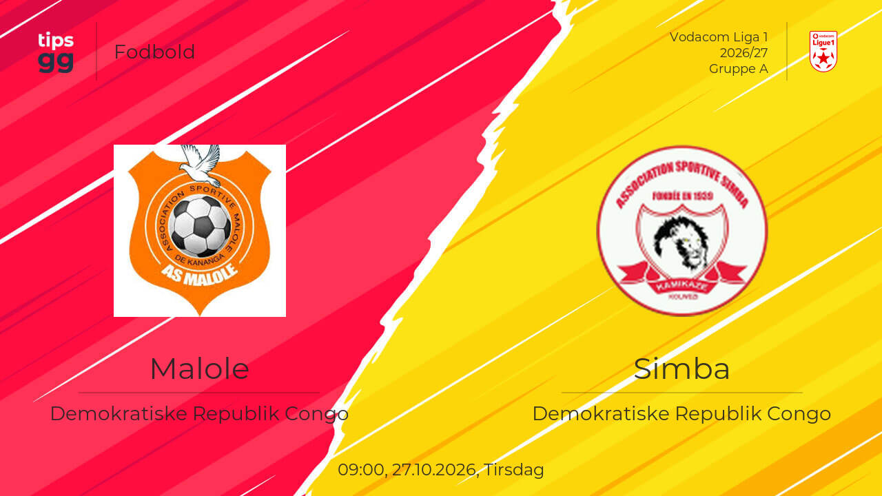 Malole – Simba live resultater 27.10.2026 - dagens kampresultater | Tips.GG