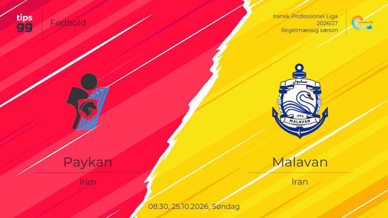 Paykan vs Malavan 25.10.2026 – Live Odds og Kampspilslinjer | Fodbold ...