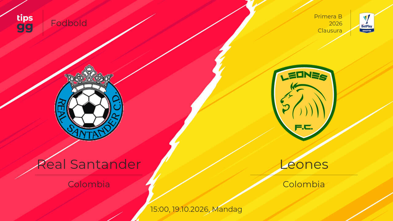Real Santander – Leones 19.10.2026 – Kampforudsigelser | Fodbold | Tips.GG