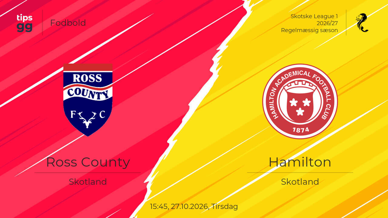 Ross County – Hamilton live resultater 27.10.2026 - dagens ...