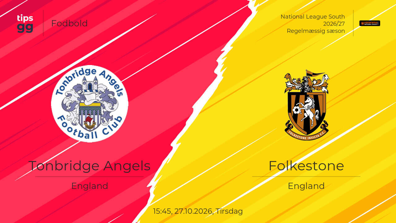 Tonbridge Angels – Folkestone 27.10.2026 – Kampforudsigelser | Fodbold ...
