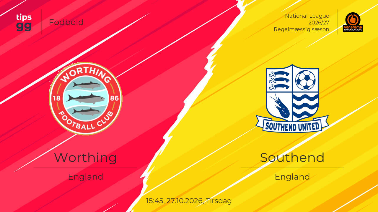 Worthing – Southend 27.10.2026 – Kampforudsigelser | Fodbold | Tips.GG