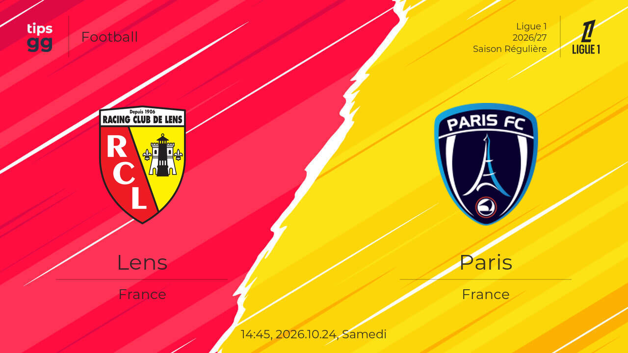 Lens vs Paris 2026.10.24 – Prédiction de match | Football | Tips.GG