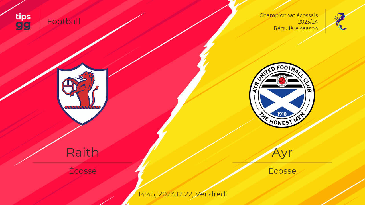 Raith Rovers vs Ayr United 2023.12.22 Cotes de paris sportifs