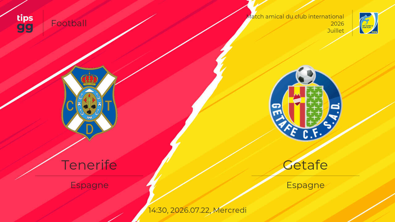 Tenerife vs Getafe 2026.07.22 – Prédiction de match | Football | Tips.GG