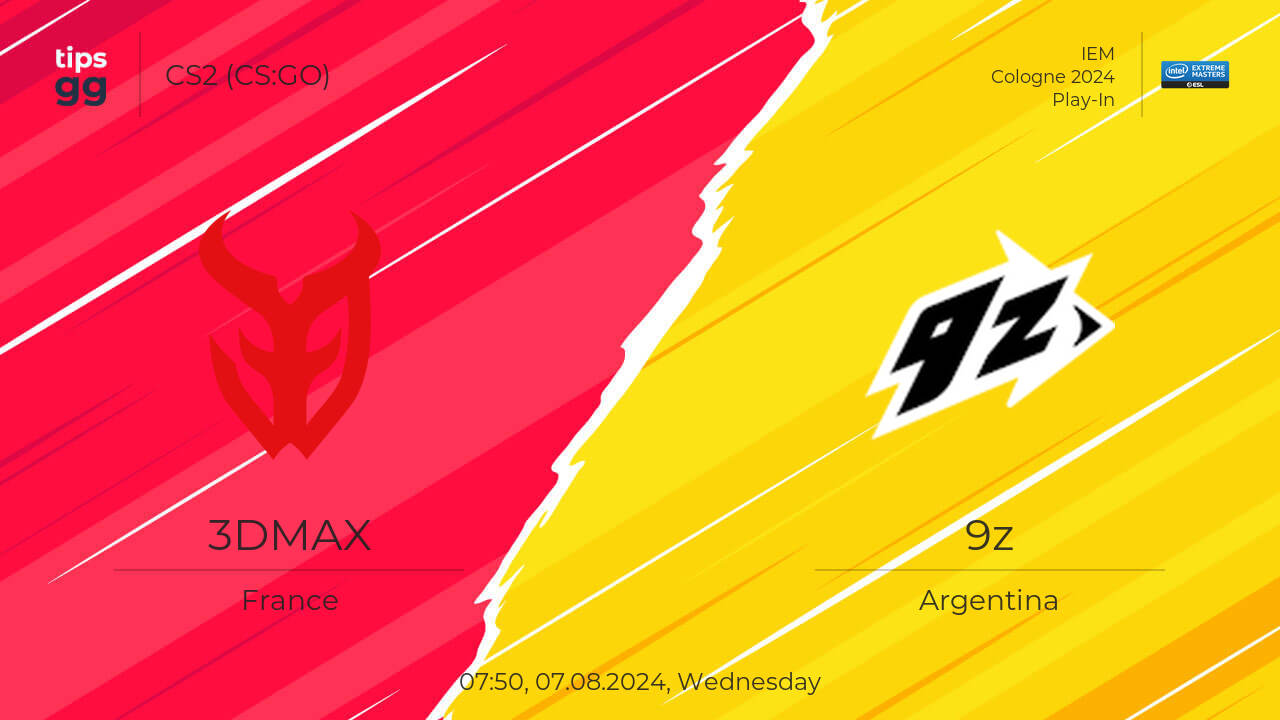 Watch 3DMAX vs 9z 07.08.2024 – Live Stream and VODs | CS2 (CS:GO) | Tips.GG