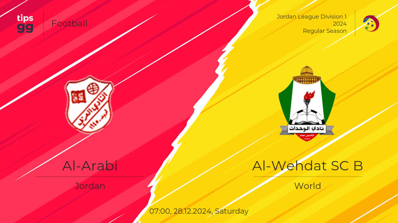 Where to Watch Al-Arabi vs Al-Wehdat SC B 28.12.2024 | Tips.GG