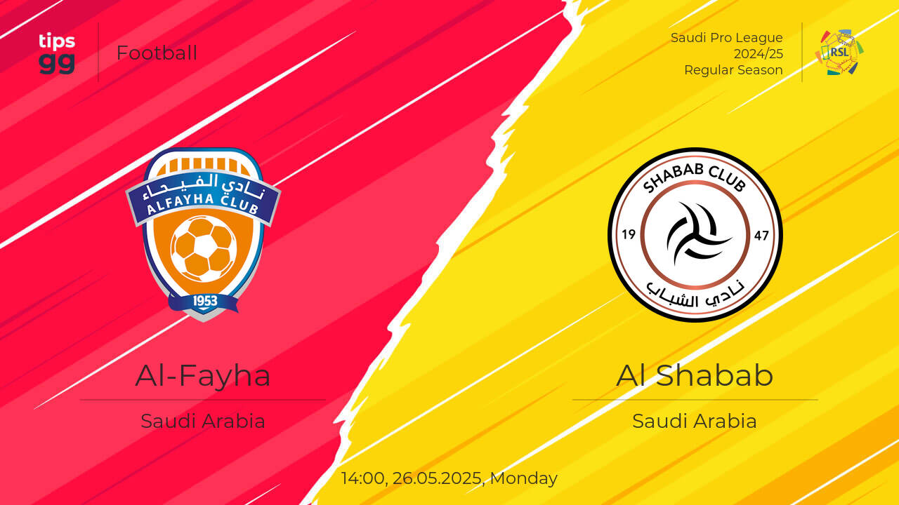 Al-Fayha vs Al Shabab Prediction 26.05.2025 | Tips.GG