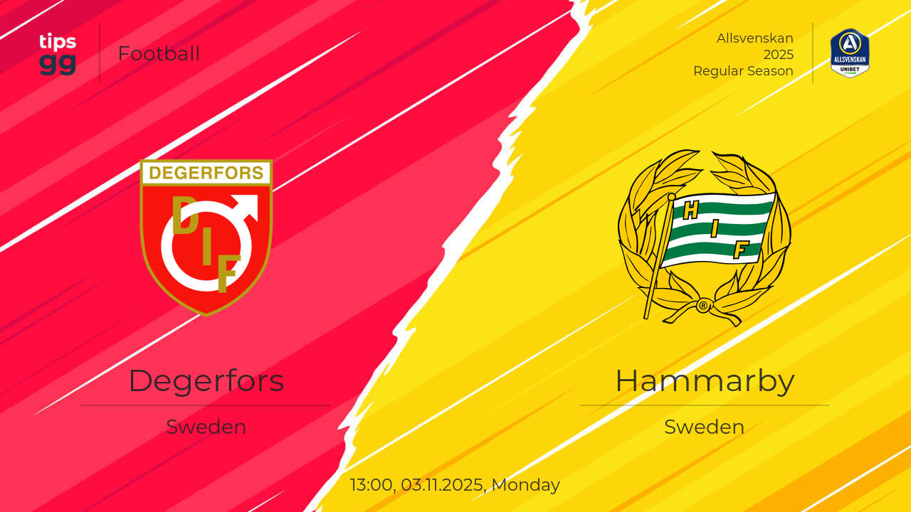 Degerfors vs Hammarby live score 03.11.2025 – today match results | Tips.GG