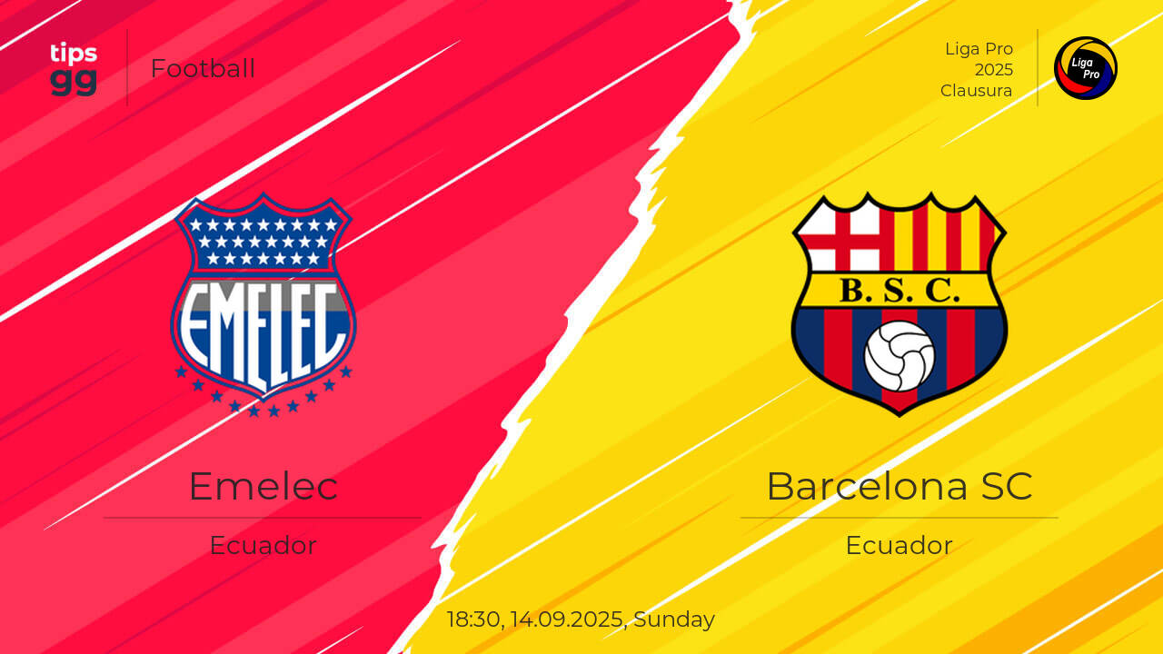 Emelec vs Barcelona SC 14.09.2025 Match Overview | Tips.GG