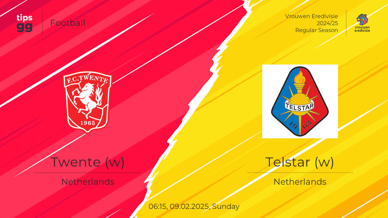 Twente (w) Telstar (w) Odds 09.02.2025 | Tips.GG