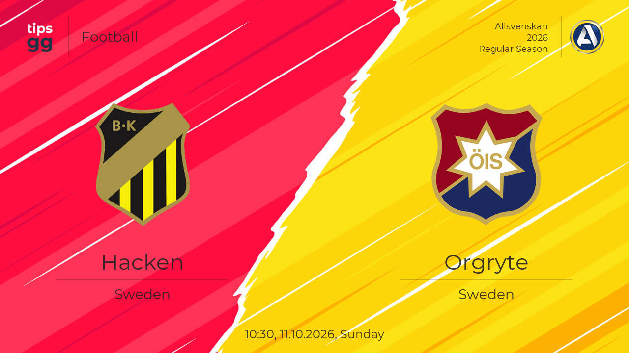 Hacken vs Orgryte live score 11.10.2026 – today match results | Tips.GG