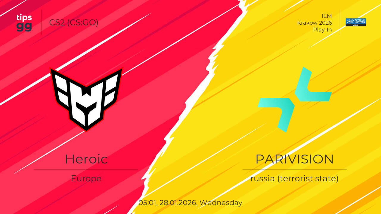 Heroic vs PARIVISION 28.01.2026 at IEM Krakow 2026 | CS2 (CS:GO) | Tips.GG
