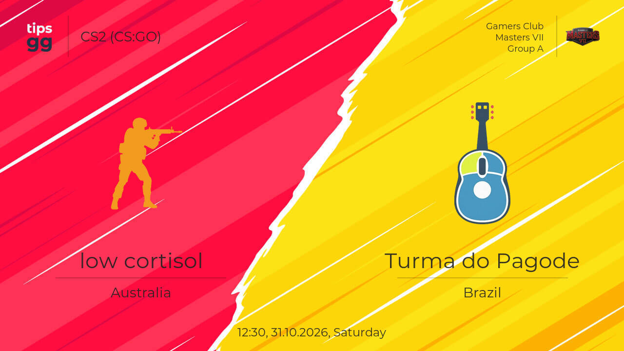 low cortisol vs Turma do Pagode 31.10.2026 at Gamers Club Masters VII ...