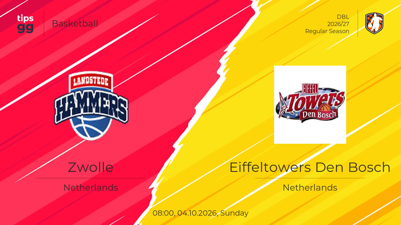 Zwolle vs Eiffeltowers Den Bosch 04.10.2026 at DBL 2026/27 | Basketball ...
