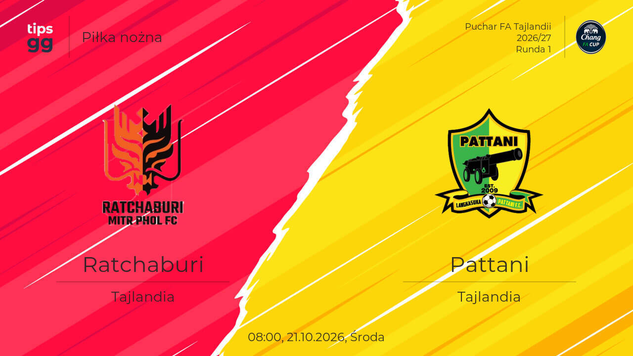 Ratchaburi kontra Pattani 21.10.2026 – kursy zakładów na żywo | Piłka ...