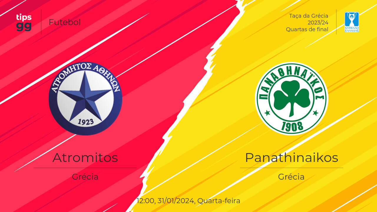Atromitos Atenas x Panathinaikos 31/01/2024 na Taça da Grécia 2023/24 ...