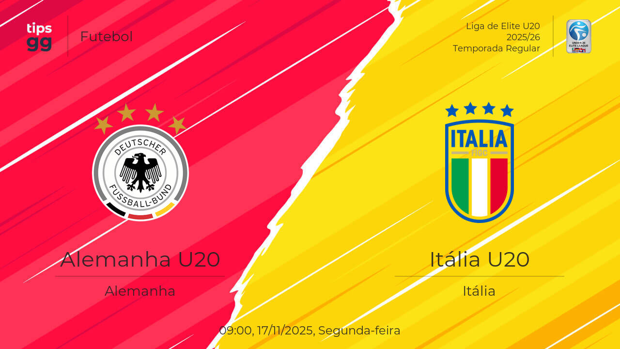 Alemanha U20 x Itália U20 Palpite | 17/11/2025 | Futebol | Tips.GG