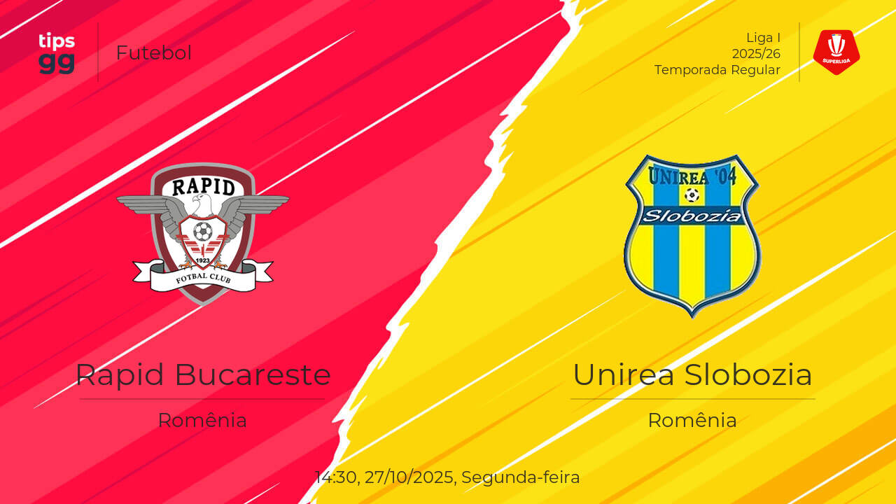 Rapid Bucareste x Unirea Slobozia Palpite | 27/10/2025 | Futebol | Tips.GG