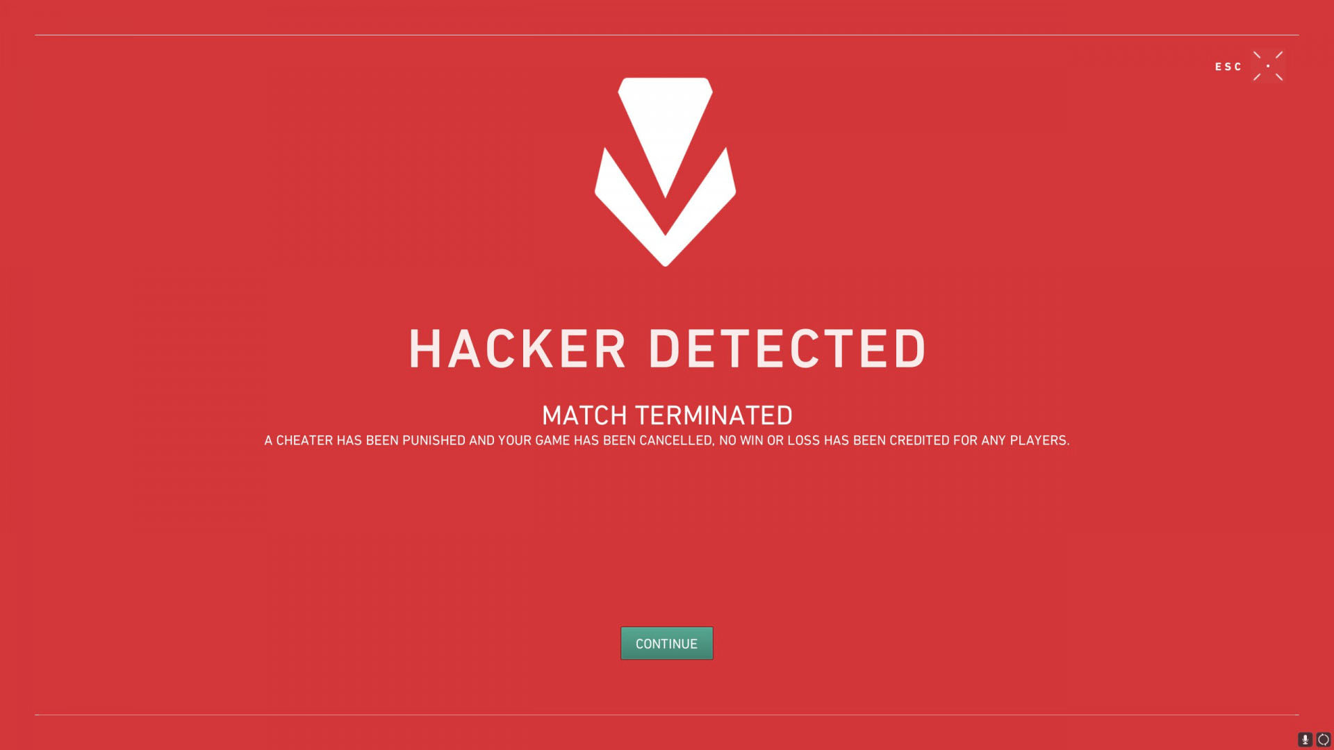 Valorant Anti-cheat message.