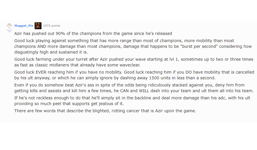 Azir Reddit Season 5 rant.
